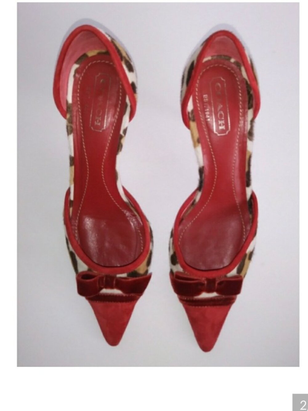 Coach Donna Ocelot Leopard Pony Hair Kitten Heels Size 8